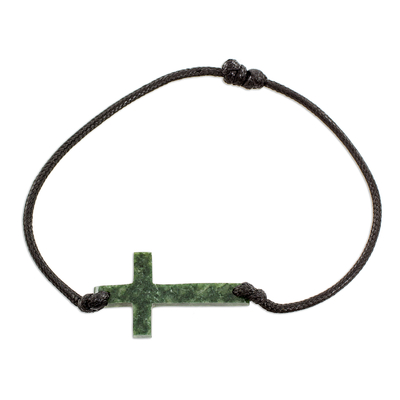 Cross-Shaped Dark Green Jade Bracelet from Guatemala