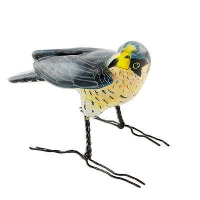 Guatemalan Handmade Peregrine Falcon Ceramic Bird Figurine