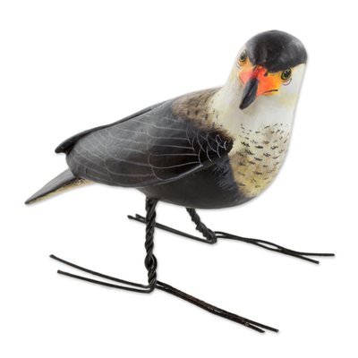 Hand Sculpted, Painted Ceramic Crested Caracara Figurine