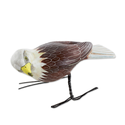 Hand Sculpted, Hand Painted Ceramic Bald Eagle Figurine