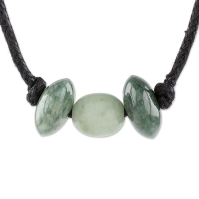Unisex Tricolor Jade Pendant Necklace from Guatemala