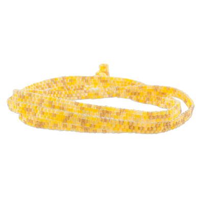 Shades of Yellow Beaded Wrap Bracelet from El Salvador