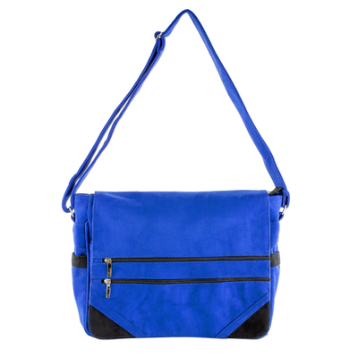 Faux Suede Messenger Bag in Sapphire from Costa Rica