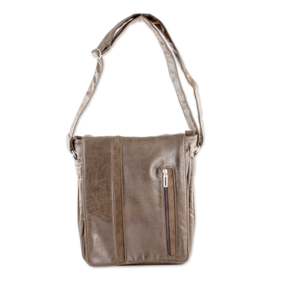 Faux Leather Messenger Bag in Mahogany from Costa Rica