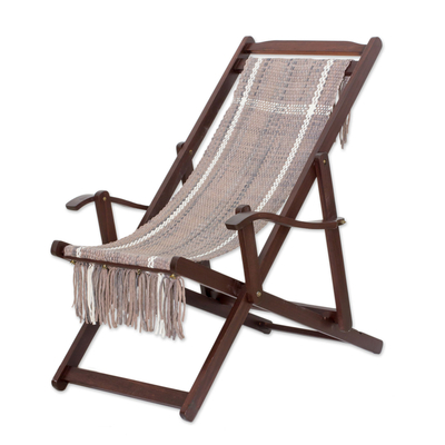 Adjustable Frame Beige Recycled Cotton Blend Hammock Chair