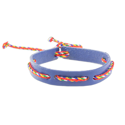 Blue Adjustable Wristband Bracelet with Colorful Cords