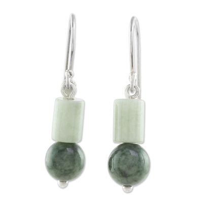 Two-Tone Jade Dangle Earrings from Guatemala