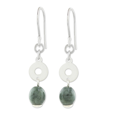 Circular Green Jade Dangle Earrings from Guatemala