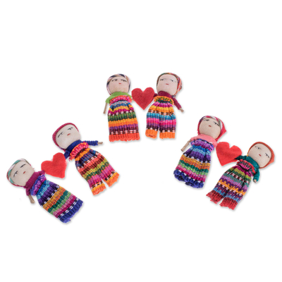 Two Guatemalan Worry Dolls with 100% Cotton Pouch