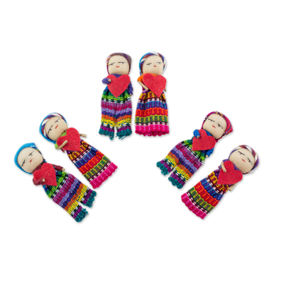 Worry Dolls with 100% Cotton Pouch from Guatemala (Set of 6)