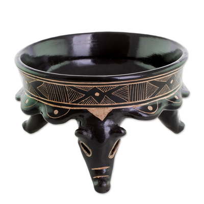 Handcrafted Ceramic Catchall in Black from Costa Rica