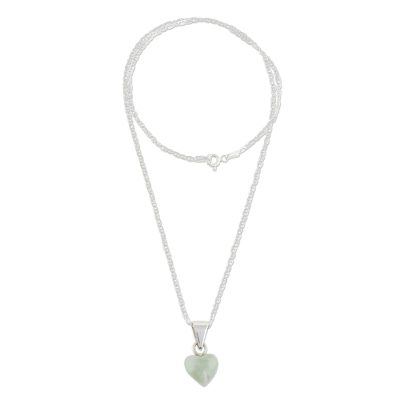 Apple Green Jade Heart Necklace from Guatemala