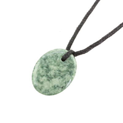 Green Jade Pendant Necklace with Cotton Cord