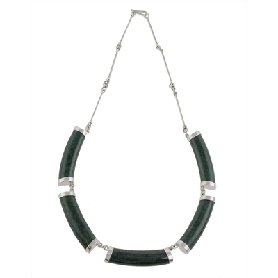 Jade Link Pendant Necklace in Dark Green from Guatemala