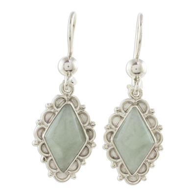 Apple Green Jade Diamond-Shaped Earrings from Guatemala