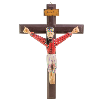 Hand-Painted Wood Wall Cross from Guatemala