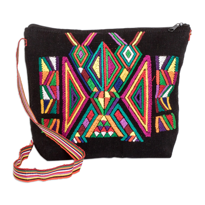 Geometric Cotton Sling in Black from Guatemala