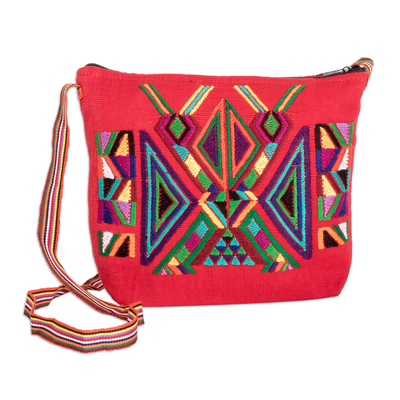 Geometric Cotton Sling in Red from Guatemala