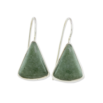 Apple Green Triangular Jade Earrings from Guatemala