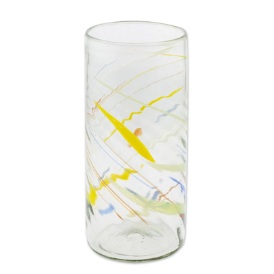 Clear with Colorful Lines Hand Blown Recycled Glass Vase