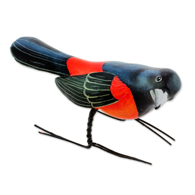 Ceramic Figurine of an Orchard Oriole Bird from Guatemala