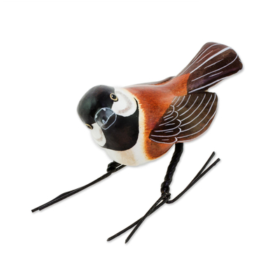 Ceramic Figurine of a Chestnut-Backed Chickadee Bird