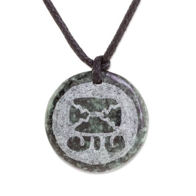 Jade Mayan Tijax Pendant Necklace from Guatemala