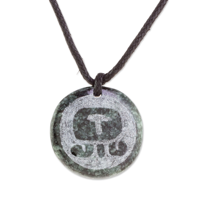 Jade Pendant Necklace of Mayan Figure Iq from Guatemala