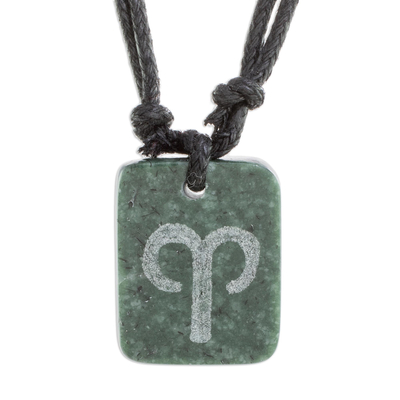 Natural Jade Aries Pendant Necklace from Guatemala