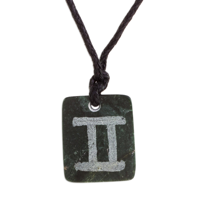 Jade Zodiac Gemini Pendant Necklace from Guatemala