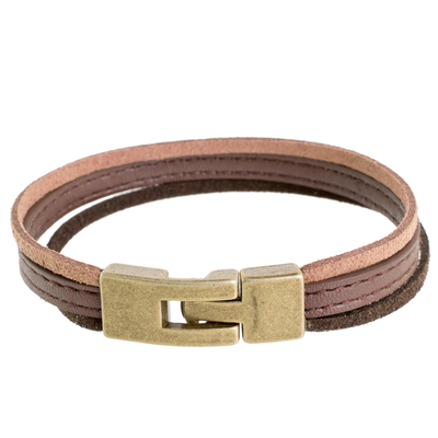 Antiqued Tricolor Faux Leather Wristband Bracelet