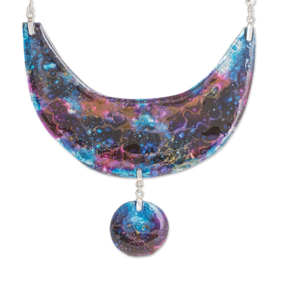 Modern Recycled Glass Pendant Necklace from Costa Rica