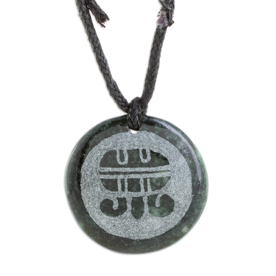 Mayan Jade Aj Pendant Necklace from Guatemala