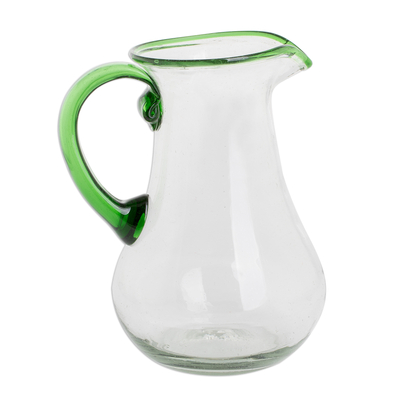 Handblown Recycled Glass Pitcher in Green from Guatemala