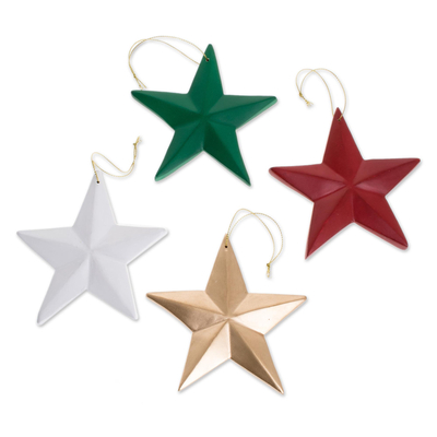 Assorted Wood Star Ornaments from Guatemala (Set of 4)