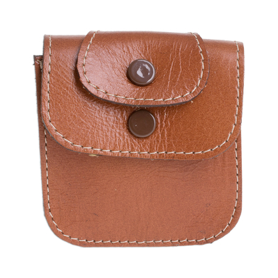 Leather Coin Purse in Saddle Brown from Costa Rica