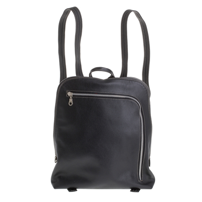 Handcrafted Leather Backpack in Black from Costa Rica