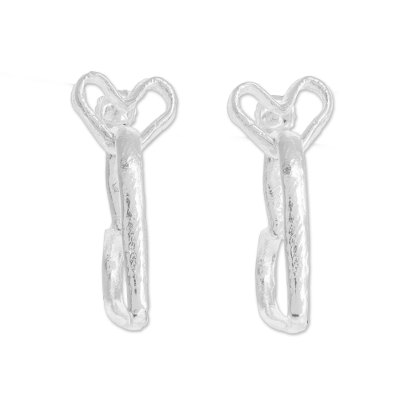 Heart-Shaped Sterling Silver Dangle Earrings from Costa Rica