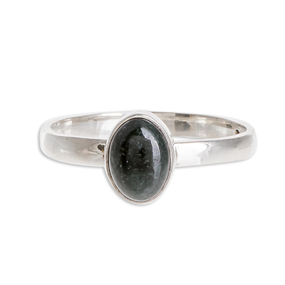 Jade Single Stone Ring in Dark Green from Guatemala