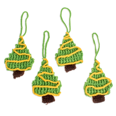 Hand-Crocheted Christmas Tree Ornaments (Set of 4)