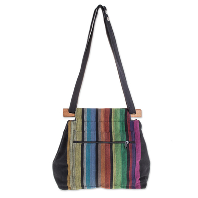 Colorful Striped Cotton Shoulder Bag from El Salvador