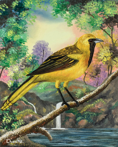 Realist Hooded Oriole Painting from Guatemala