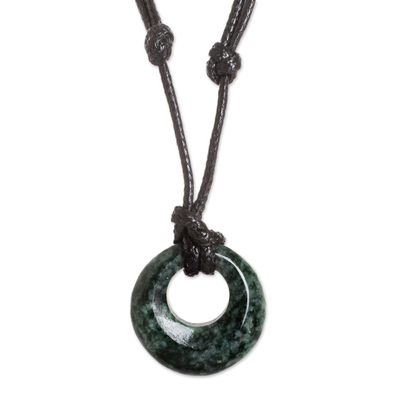 Circular Jade Adjustable Pendant Necklace from Guatemala