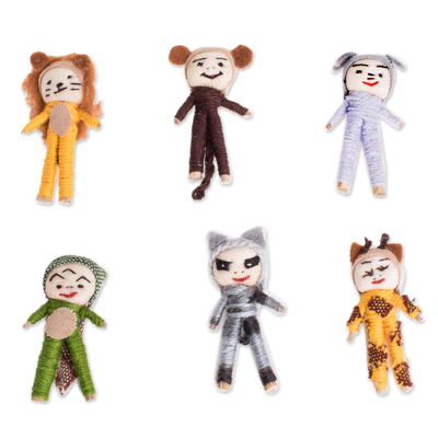 Jungle-Themed Cotton Decorative Worry Dolls (Set of 6)