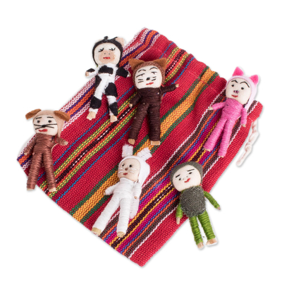 Animal-Themed Cotton Decorative Worry Dolls (Set of 6)