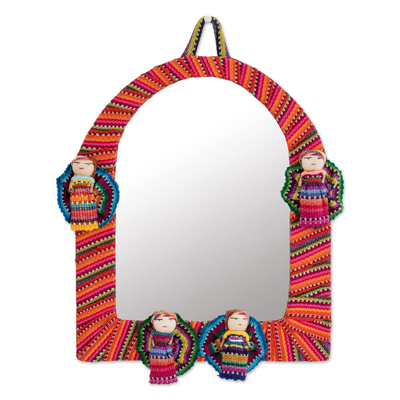 Arch-Shaped Cotton Wall Mirror with Worry Dolls