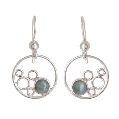 Circle Motif Jade Dangle Earrings from Guatemala