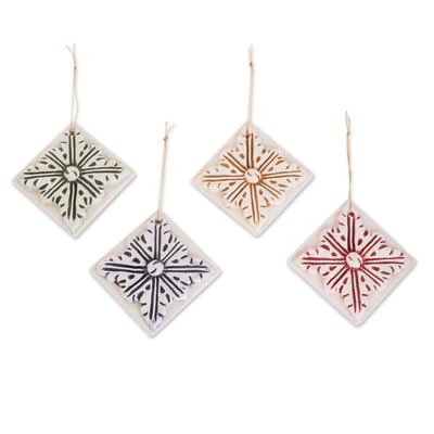 Assorted Color Ceramic Azalea Ornaments (Set of 4)