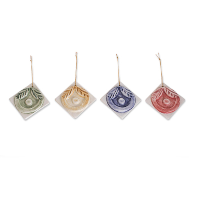 Assorted Color Ceramic Ornaments from Guatemala (Set of 4)