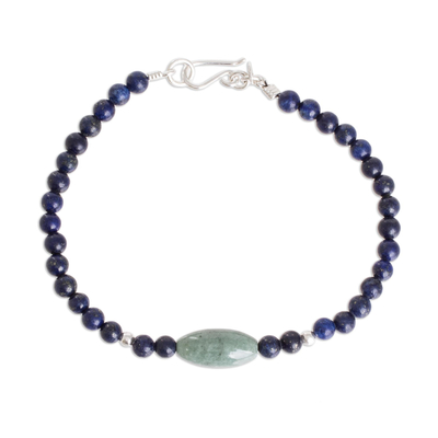 Jade and Lapis Lazuli Beaded Bracelet from Guatemala
